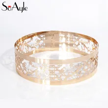 SoAyle золотой пояс выдалбливают ювелирные аксессуары металлический свадебный пояс