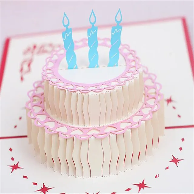 5pcs Happy Birthday Cake 3d Laser Cut Pop Up Paper Handmade
