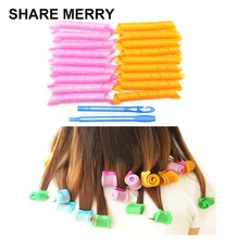 18 шт., 55 см, волшебные пластиковые бигуди для волос, роликовый инструмент для завивки волос, для укладки волос, сделай сам, волнистые бигуди с набором крючков, 3 части