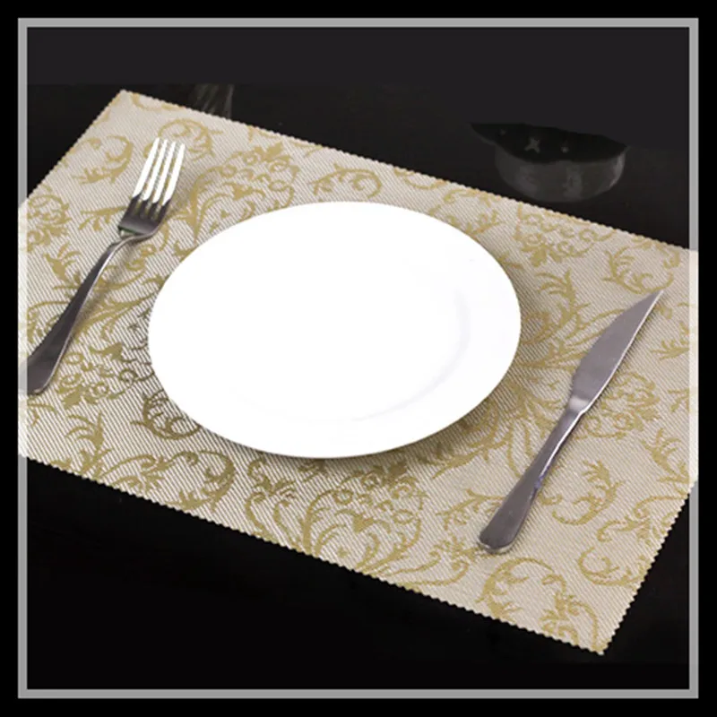 Set of 4, Gold Silver PVC Dinning Table Mat Waterproof Bar Mat Kitchen
