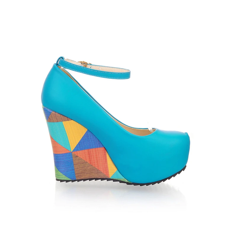 KARINLUNA/ г. Большие размеры 33-43, элегантные разноцветные женские туфли-лодочки с круглым носком Модные женские туфли на танкетке и высоких каблуках для свидания