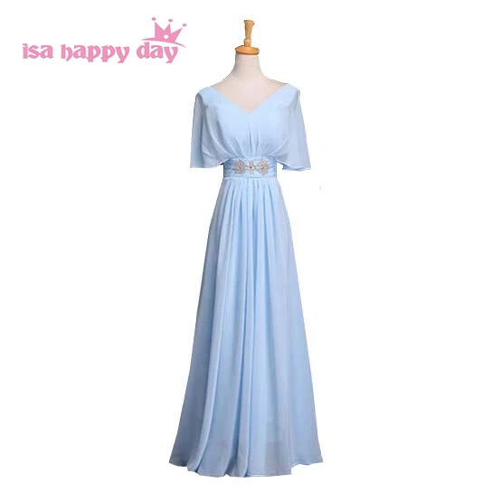 vestido longo azul com manga