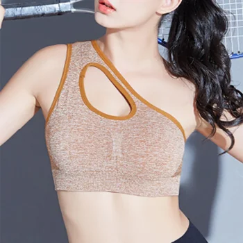 

2019 Sexy One Shoulder Solid Sports Bra Women Fitness Yoga Bras Gym Padded Sport Top Athletic Underwear Workout Running Bra