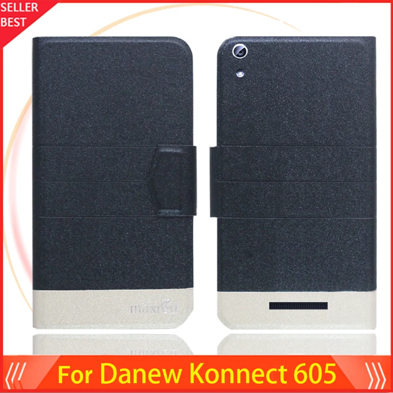 

5 Colors Hot!! Danew Konnect 605 Case Flip Ultra-thin Leather Exclusive Phone Cover Fashion Folio Book Card Slots