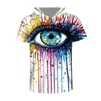 

2018 New 3D Print Colorful Eyes Hooded Tees Popular Hip Hop Streetwears