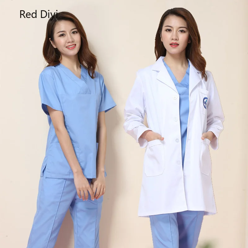 

Scrubs medical uniforms women laboratory workwear nurse apparel hospital surgical gown short sleeve summer suit
