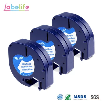

Labelife 3pcs Dymo 91331(91221,91201,59422) Plastic Tape Black on White 12mm*4m compatible Dymo Letratag Tape for Label Printer
