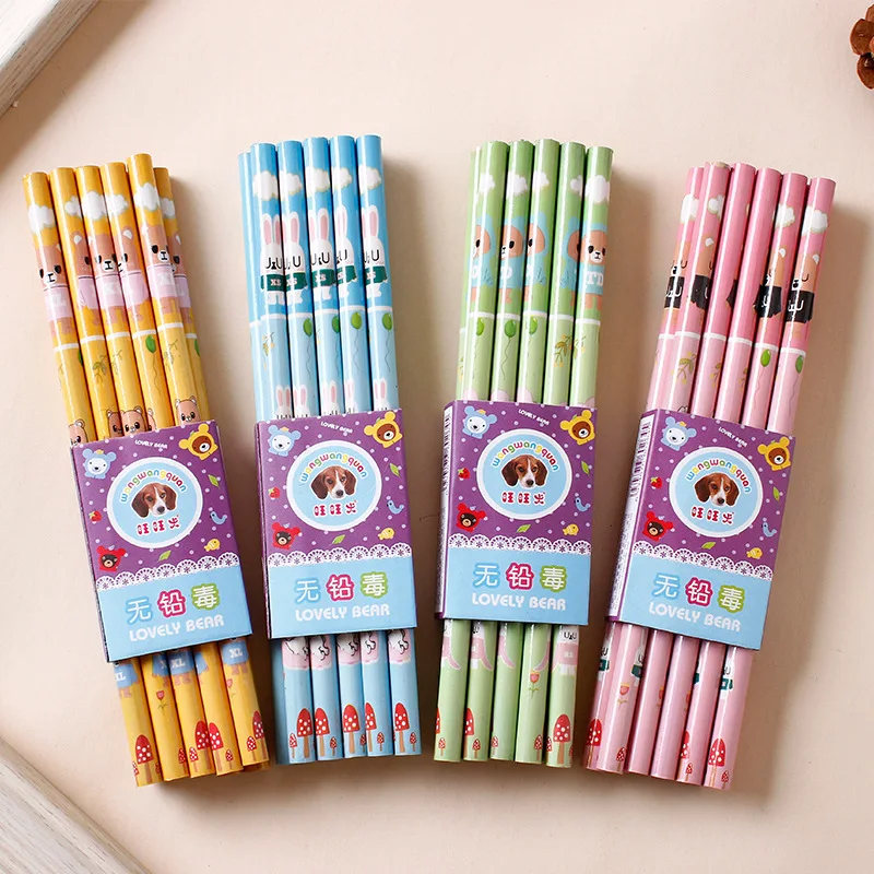 

Cute Cartoon Kawaii Pencils for Children Kids Writing 10pcs/set Wooden HB Pencil Stationery School Office Supplies