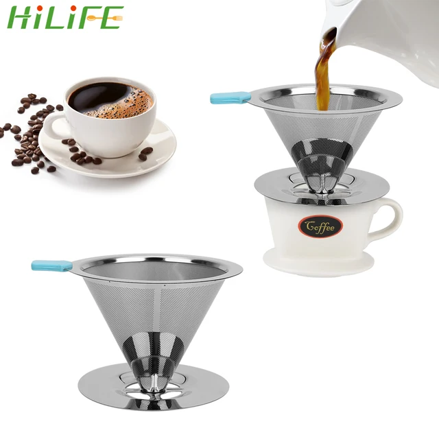 Cheap HILIFE Kitchen Gadget Mesh Coffee Tea Filter Stainless Steel Brew Drip Coffee Funnel Reusable Coffee Filter