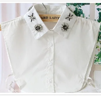 fake collar women embroidery denim 2017 lace pearl collars accessories detachable womens decor white cotton false shirt diamond