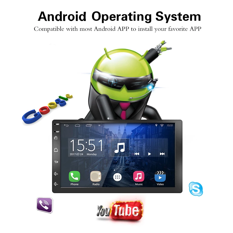 Excellent TOPSOURCE Car Multimedia Player Android 6.0 Car DVD Radio Player 2 din WiFi For Nissan TOYOTA Volkswagen Universal GPS 1024X600 4