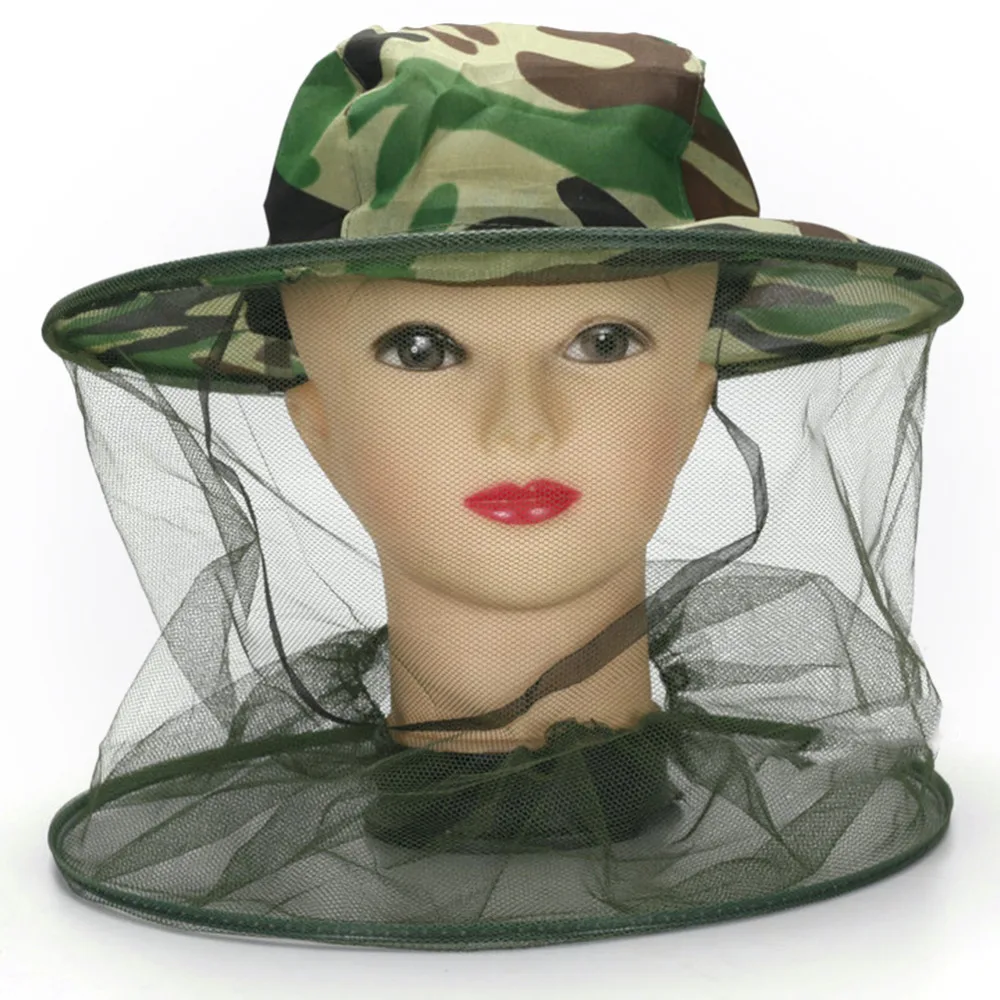 

1pc Anti-mosquito Camouflage Hat Mosquito Green Camouflage Insect Bug Mesh Head Net Face Protector Cap Outdoor Garden