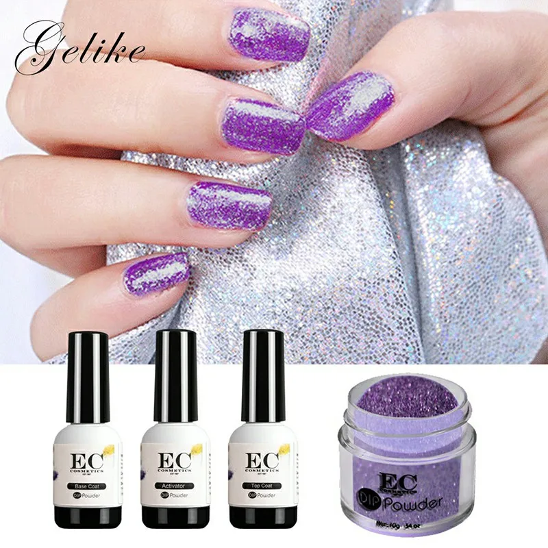 Gelike Dipping Powder Kits Set 10g/Box Base Top Coat Activator Dip