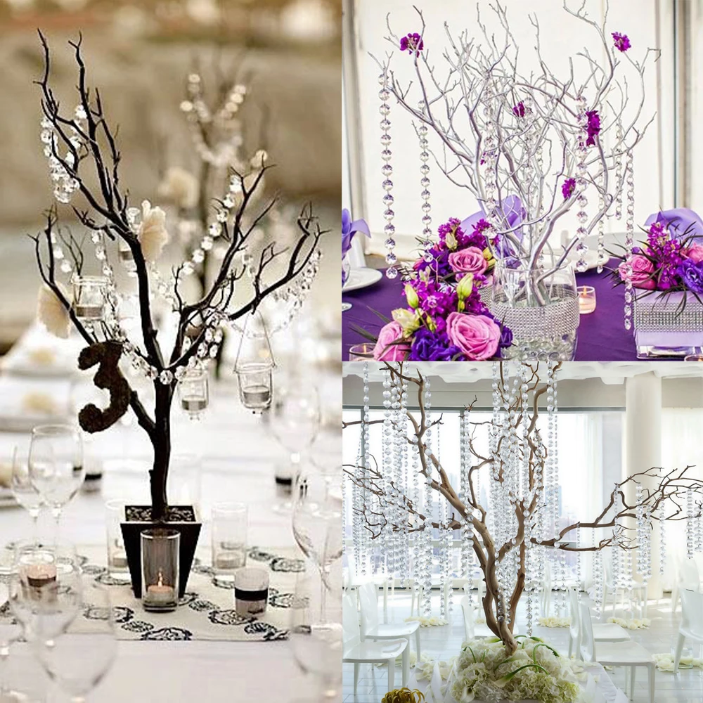 Crystal Clear Acrylic Octagonal Bead Hanging Wedding Decor Trees