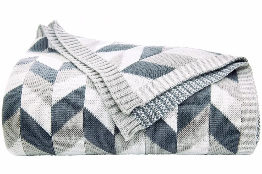 Вязаное одеяло с серой волной, покрывало для сна, покрывало для дивана, одеяло для путешествий, постельное белье на диван/кровать/автомобиль, переносное одеяло, наволочки - Цвет: As photo