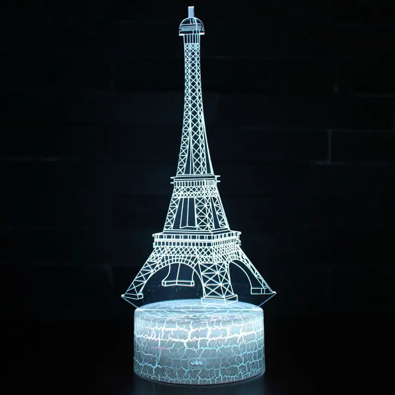 

3D Visual Night Light Valentine's Day Gift Decorative Desktop Ornaments Illusion Light LED Visual Light Eiffel Tower Light