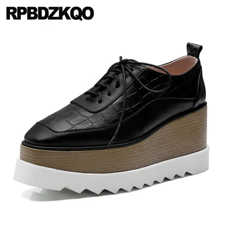 wedge red oxford square toe pumps creepers handmade high heels harajuku snakeskin women platform shoes fashion 2018 lace up