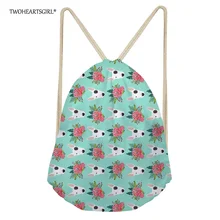 Twoheartsgirl 3D Цветочные животные бультерьер печати мешки с Кулиской для женщин дети Kawaii Softback хранения рюкзаки пляжная сумка