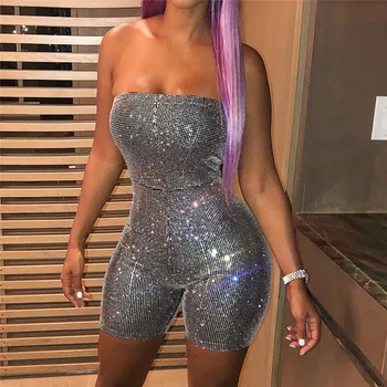 

hirigin fashion Women sleeveless blink Playsuits female New off shoulder Party Rompers ladies summer solid cotton blend Trousers