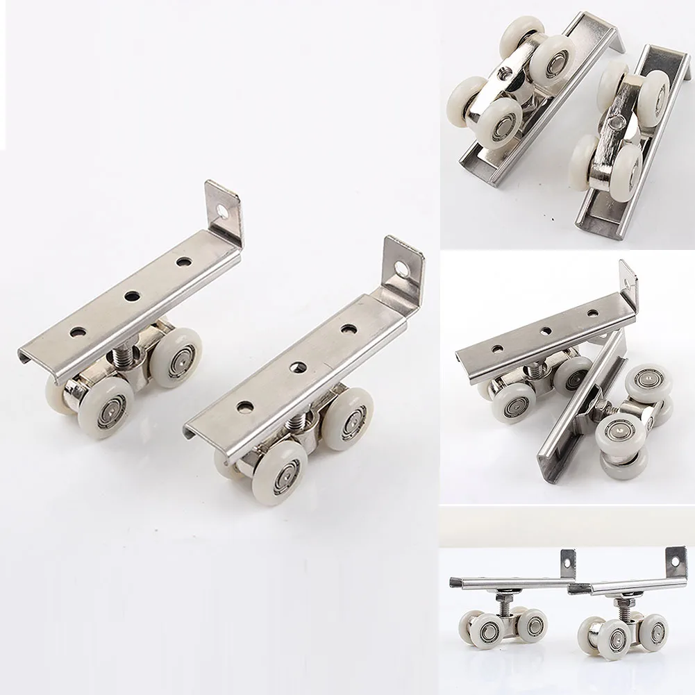 

Stainless Steel Sliding Door Roller Home Room Wardrobe Wood Door Hanging Wheels Hardware Kit For Furniture Hardware Wheel