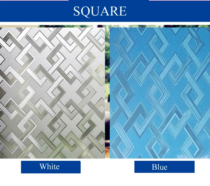 45 90cm Blue/ White static Static Cling Removable Window Film Stained