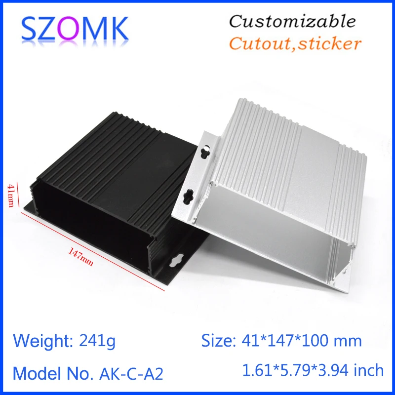 Szomk Custom Diy Extruded Aluminum Heat Sink Enclosure for inverter relay GPS tracker aluminum box audio display junction box  (10)
