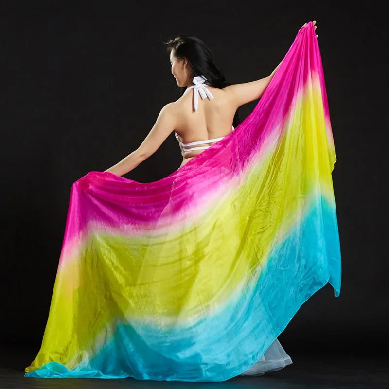 Belly Dance Veil Gradient Colorful Real Silk Soft Shawl Veil 114x250cm ...