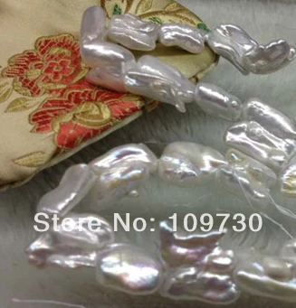 

Jewelry 00100 Outstanding luster Natural white 2strs AA+++18*23mm baroque biwa pearl 5.4