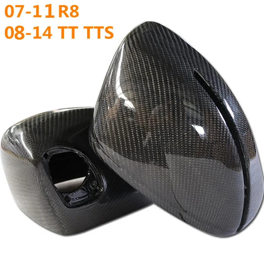 Автомобильный Стайлинг Настоящее карбоновое волокно Замена гоночного зеркала для Audi TT TTS 8J 2008- R8 2007-2011 не GT - Название цвета: Черный