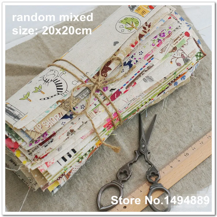 Новинка 30 штук 20x20 см хлопковые Льняные наборы тканей для лоскутных пошив швейной ткани потертые шикарные льняные изделия(CR14-110