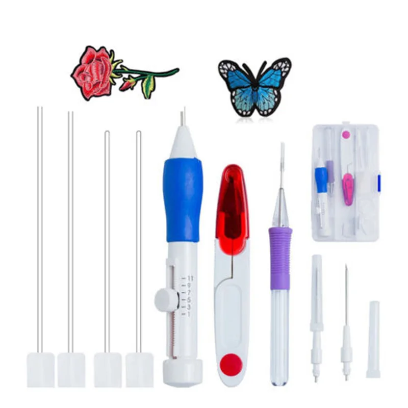 

Magic DIY Embroidery Pen Scissor Punch Needle Stitching Knitting Sewing Tool Kit