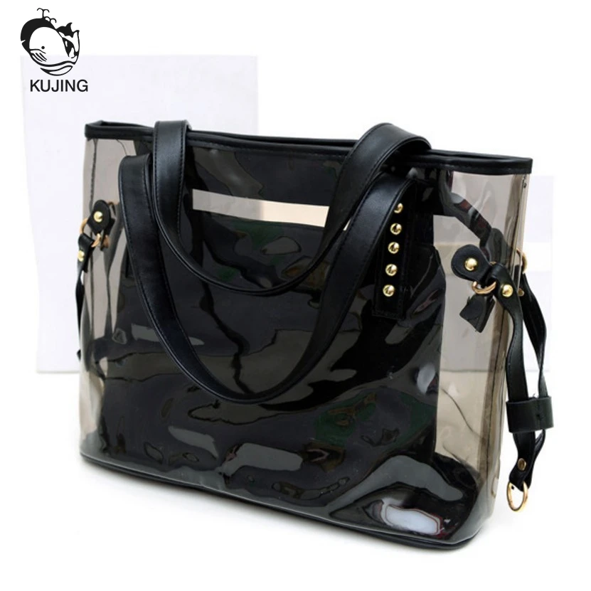 

KUJING Women Fashion Bag Quality Transparent Women Handbag Cheap Shopping Women Shoulder Bag Hot Travel Casual Female Beach Bag