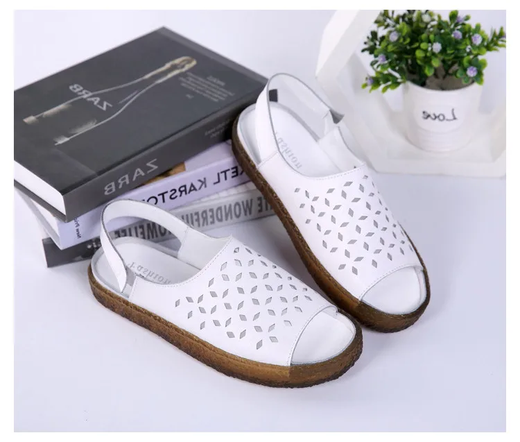 QJ Y035-Fashion 2019 Fisherman Shoes Women Cut Outs Genuine Leather Woman Summer Sandals-5