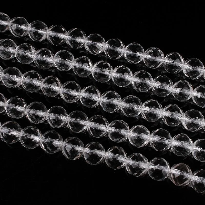 

Bhd 6 8 10 12mm Natural A 64Facet Clear White Quartz Crystal Round Gemstone Loose Beads For Necklace Bracelet DIY Jewelry Making