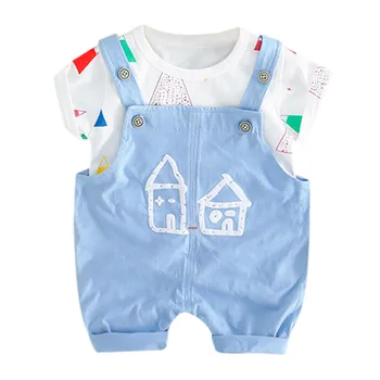 

Toddler Summer Baby Children clothes Boys Girls Set Kids Outfit Kids Boys Girls T-shirt Tops Overall Pants Casual Outfits Set