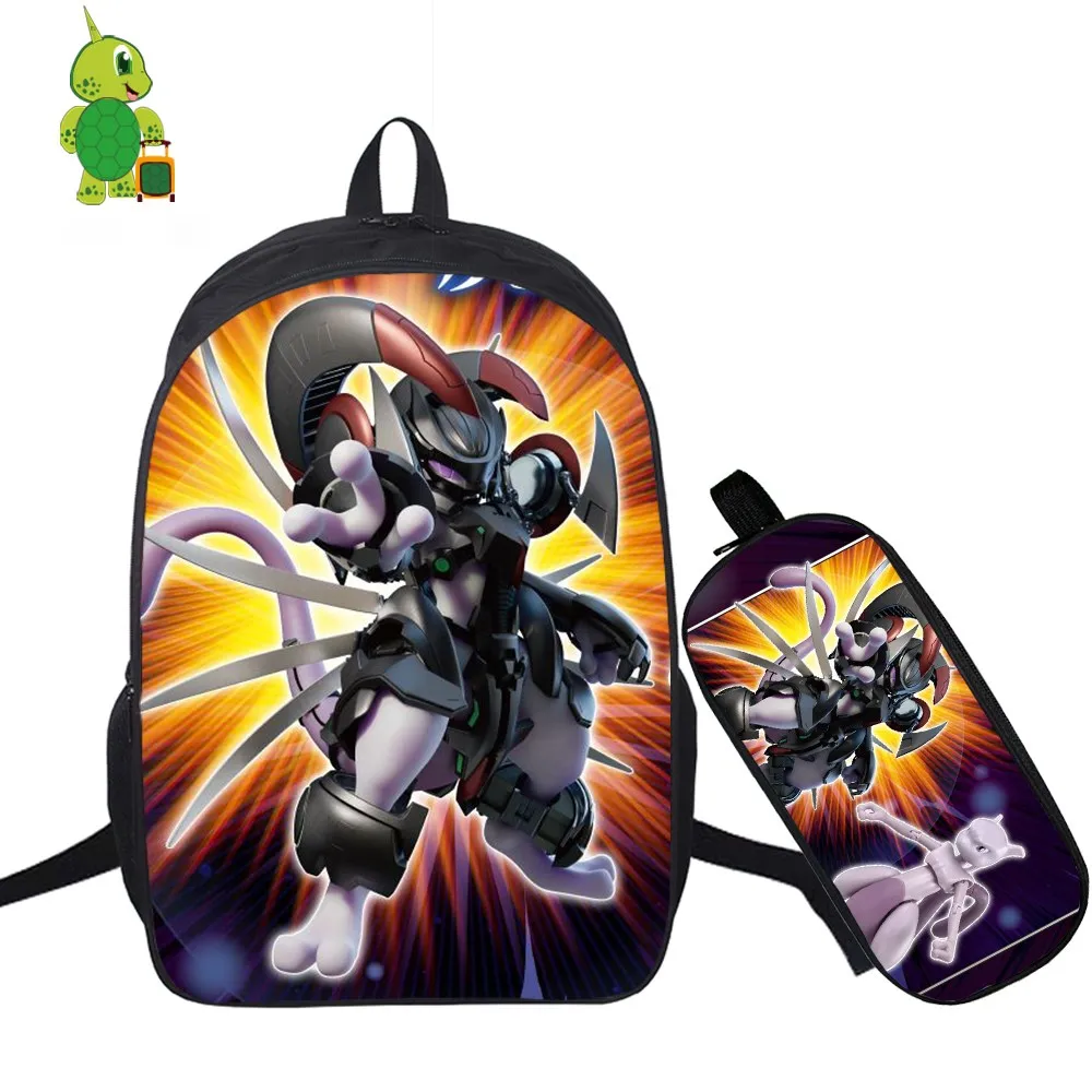 Mochila Pokemon GO Mewtwo рюкзаки 2 шт./компл. школьные сумки для подростков мальчиков пенал для мальчика ноутбук рюкзак дорожный рюкзак