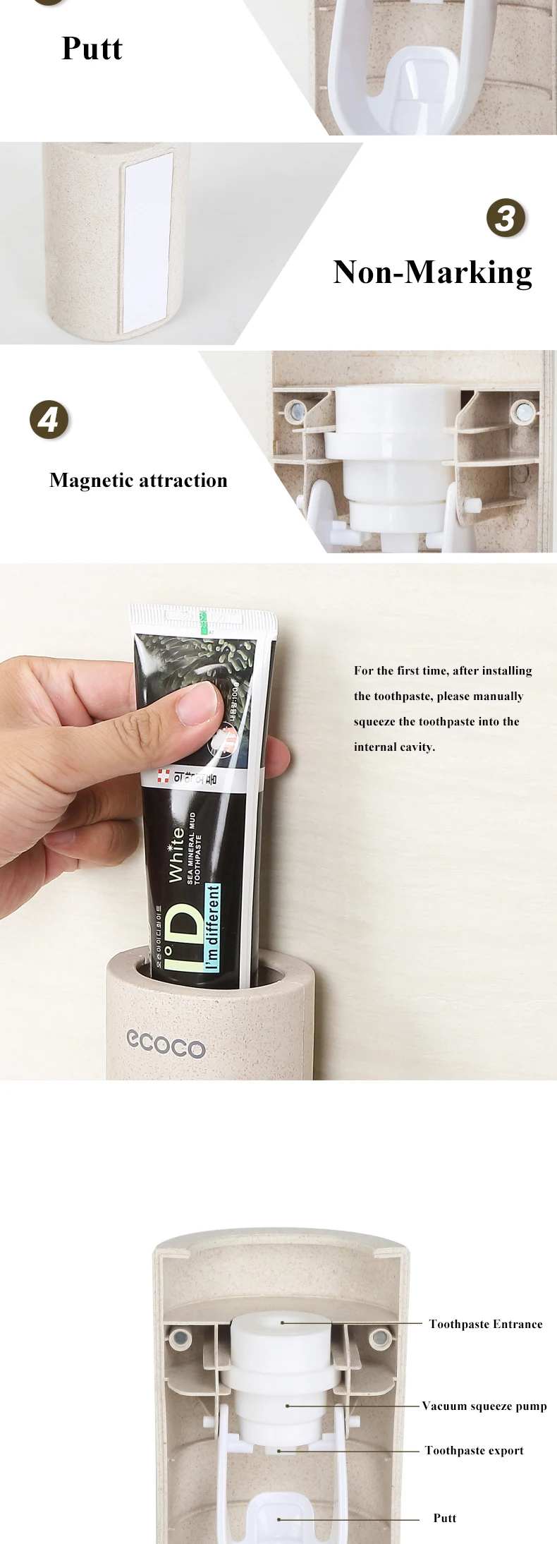 Basupply 1 шт. Hands Free Автоматический Дозатор зубной пасты соковыжималка из настенного крепления аксессуары для ванной комнаты