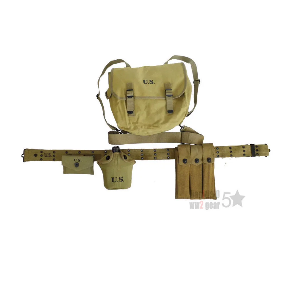 

WWII WW2 US ARMY MILITARY USMC THOMPSON PARATROOPER WEBBING BAG FULL SET EQUIPMENT MILITARY SOLDIER COMBINATION