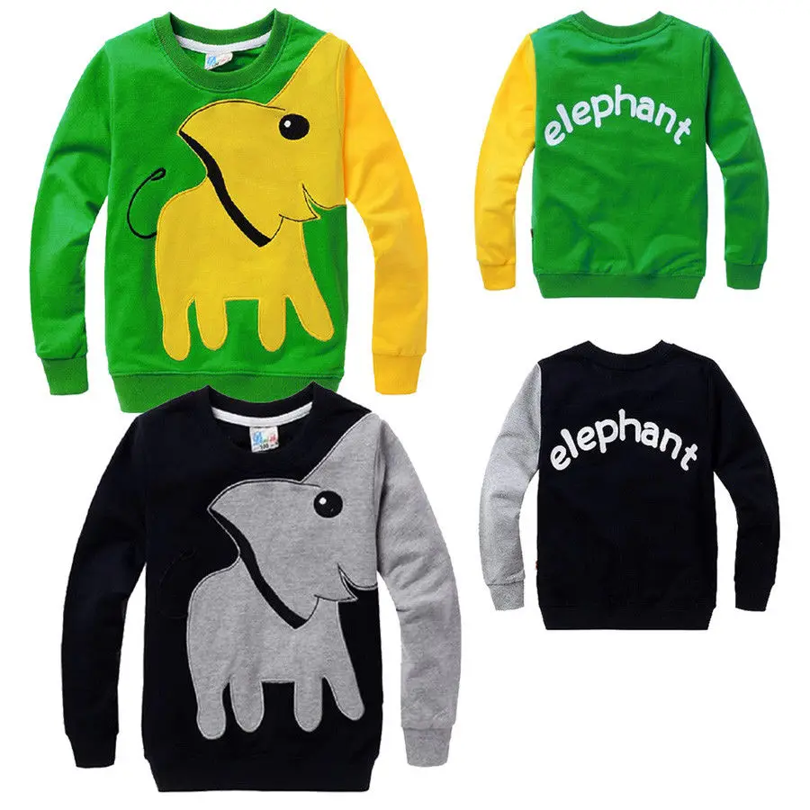 Elephant Funny Casual Black/Green Toddler Kids Boys Elephant Long