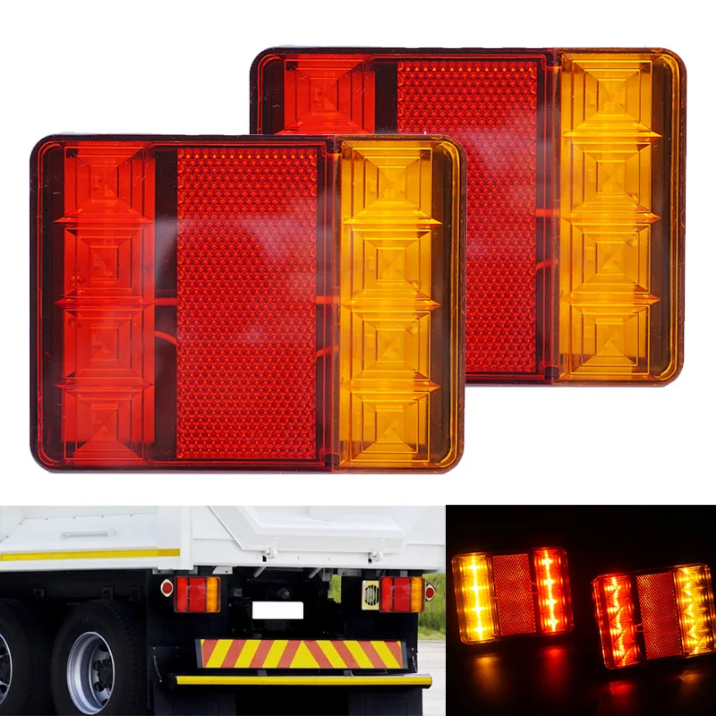 2PCs Waterproof 8 LED Tail Lights Rear Lamps Pair Boat Trailer 12V Rear