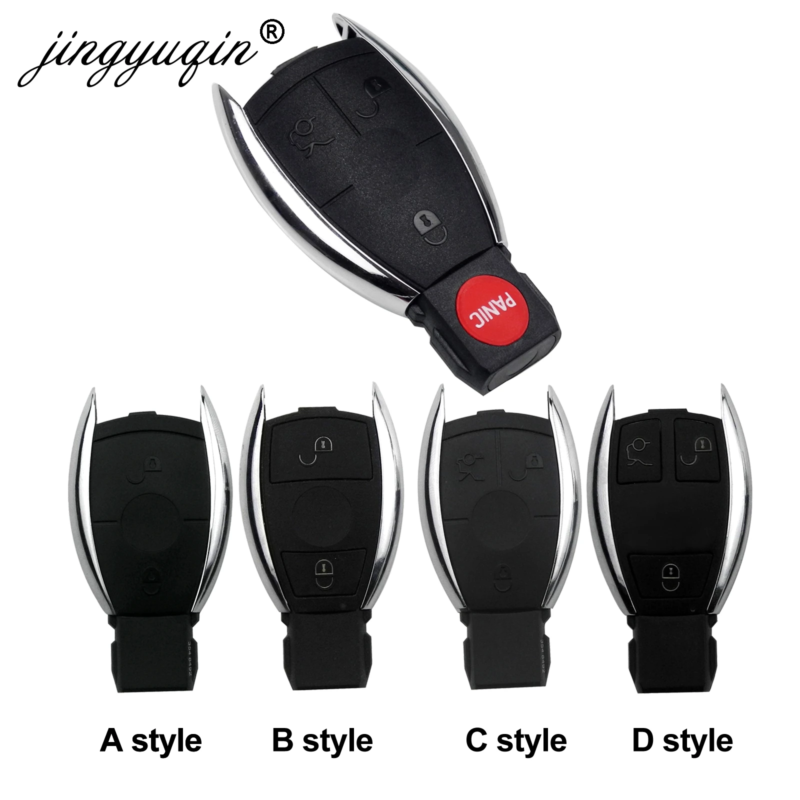

jingyuqin Smart Remote Car Key Shell For Mercedes Benz NEC BGA C E R S CL GL SL CLK SLK 2/3/4 Buttons Remote Key Fob