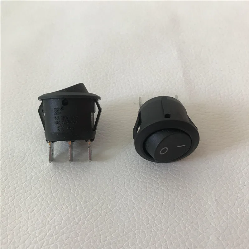 

100pcs/lot Round Switch Ship-Type Power On-Off Adapter 6A Diameter 20mm 3-Feet Black