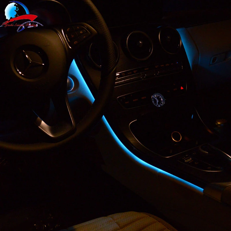 

Car styling 3 Color Ice blue/Orange/White Center Console Ambient light for Benz New C Class W205