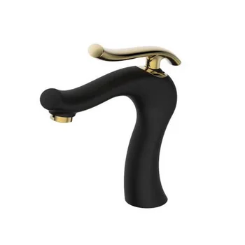 

Faucet hot and cold bathroom above counter basin washbasin North European copper black and white paint basin LO59213