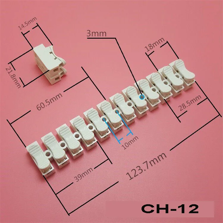 5 шт./лот 12P Пружинные клеммы 380 V/10A зажим Кабельный соединитель блок легко подходит для светодиодной ленты CH-12