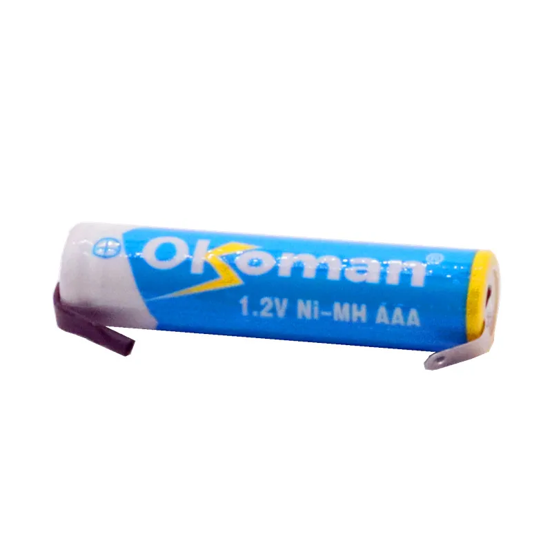 Okoman 1,2 V AAA аккумуляторная батарея 3800mah AAA Ni-MH ячейка со сварочными штырьками плоский верх для игрушек беспроводной телефон+ DIY никель