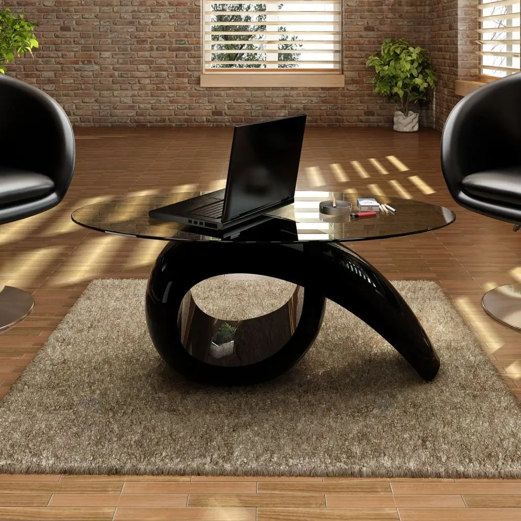 Vidaxl Glass Top Coffee Table High Gloss Black In