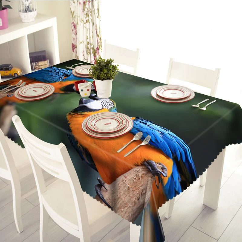 

3D Tablecloth Parrot Eagle Peacock Flaunting its Tail Waterproof Cloth Thicken Rectangular and Round Wedding Table Cloth