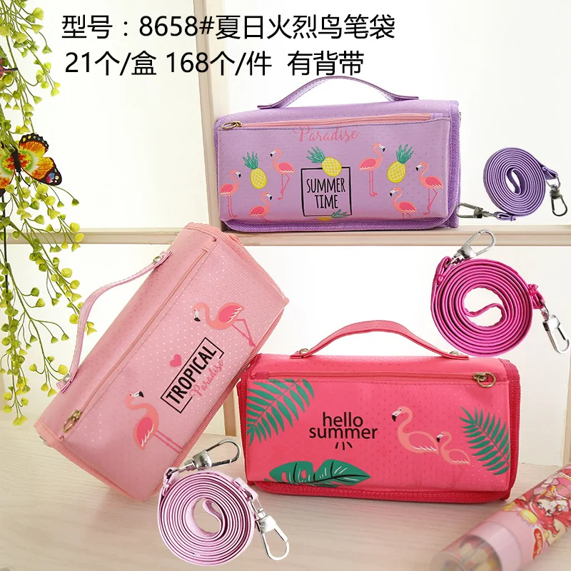 

1 Pcs Kawaii Pencil Case Flamingos Canvas Portable Gift Estuches School Pencilcase Pencil Bag School Supplies Stationery
