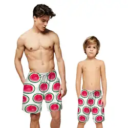 Семейные дизайнерские шорты с 3D Цифровым принтом для папы и Мальчика летние пляжные шорты с рисунком арбуза